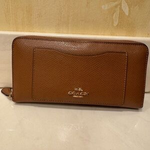 Coach Tan Leather Zip Wallet